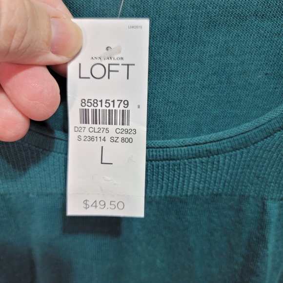 New! LOFT Ann Taylor Green Cotton Sweater Womens Size Large Pullover Lightweight - Picture 5 of 7